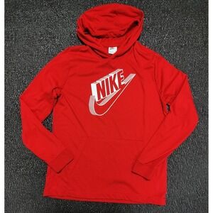 Vintage Y2K Nike Long Sleeve‎ Pullover Hoodie Sportwear Red And White